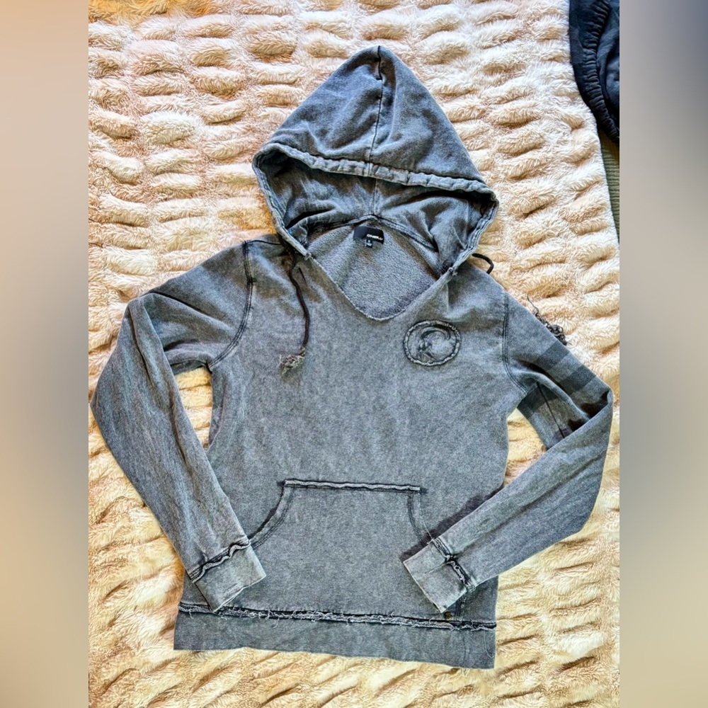 O'Neill Washed Gray Distressed Hooded Sweatshirt